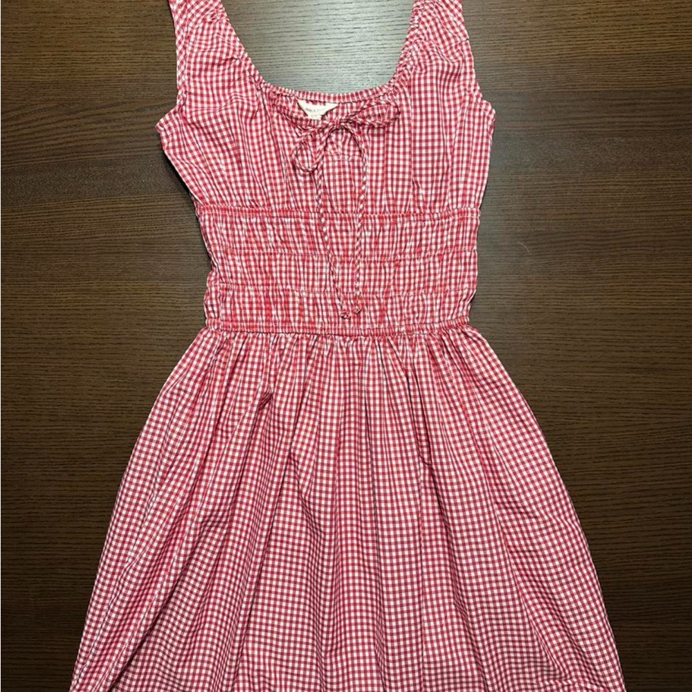 Red and White Smocked Sleeveless Mini Sundress